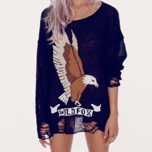 Wildfox Couture ✨ RARE ✨ White Label Eagle Lennon Sweater * Black * S